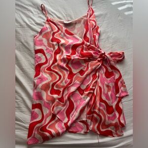Dress Forum Red and Pink Swirl Dress